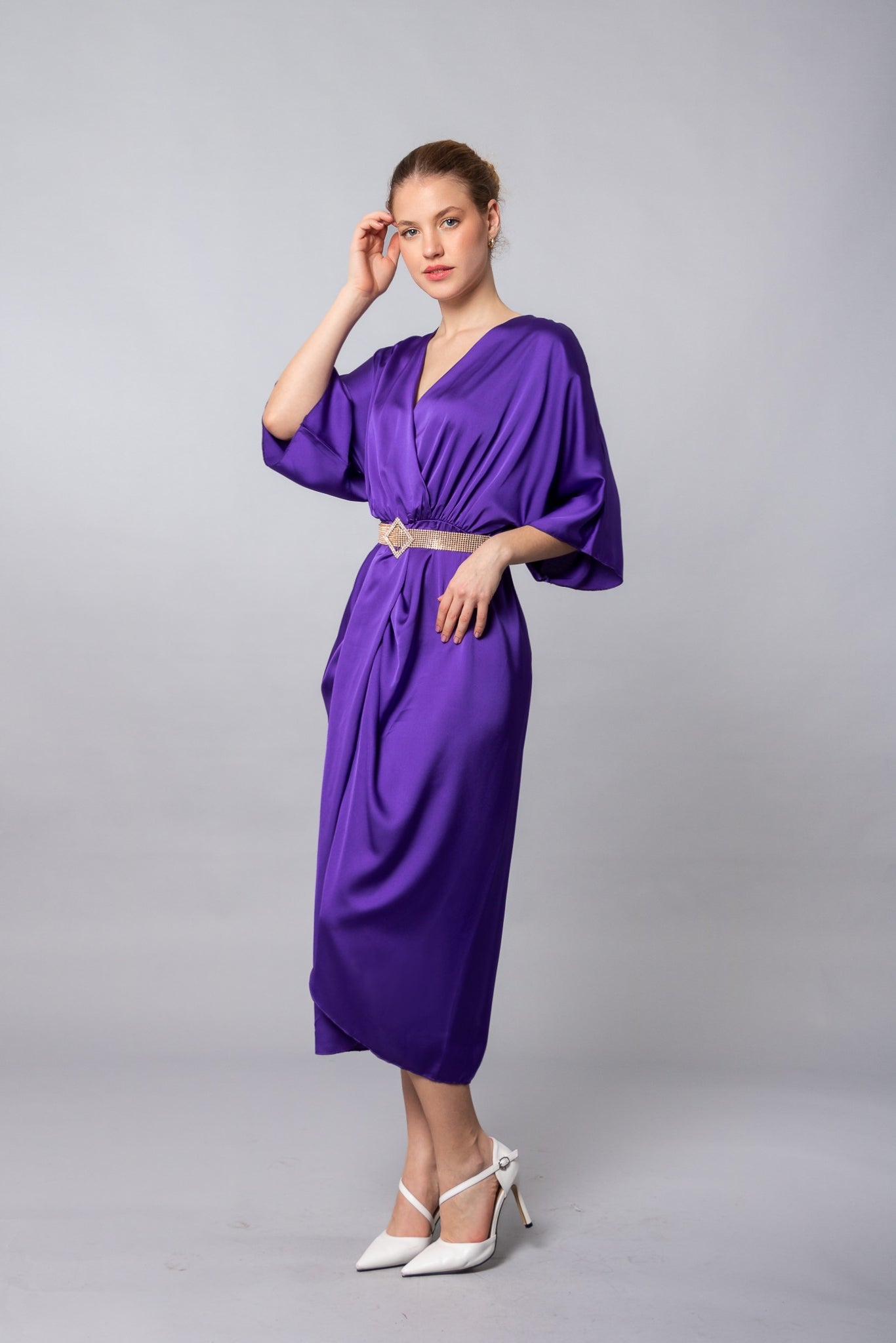 VESTIDO AZUKI - Vestido Gala en Bicolor con Cinturón Opcional - Glamoryy