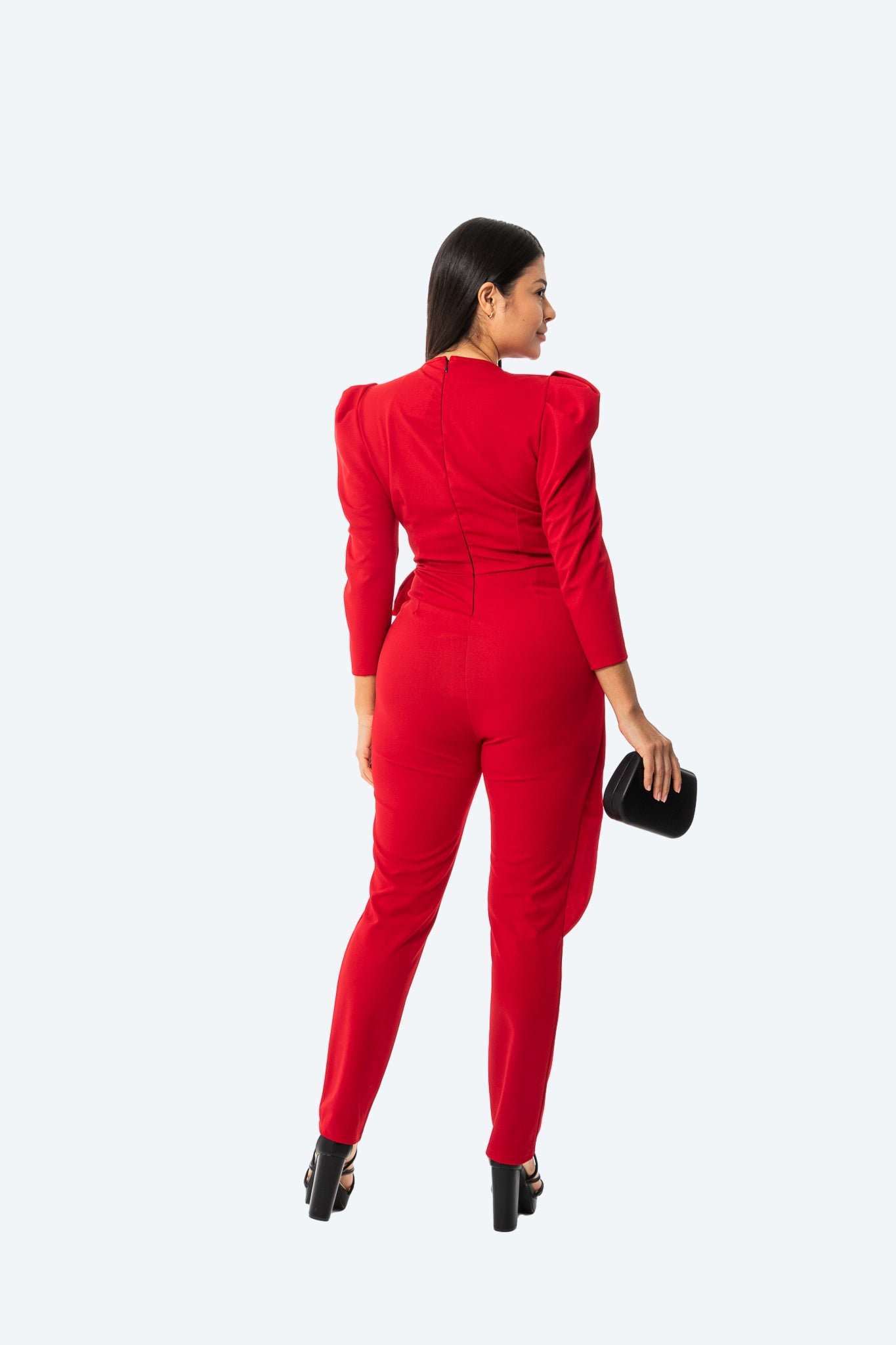 MONO ROJO JULIE - DISEÑO CRUZADO Y CINTURÓN DE LAZO - Glamoryy