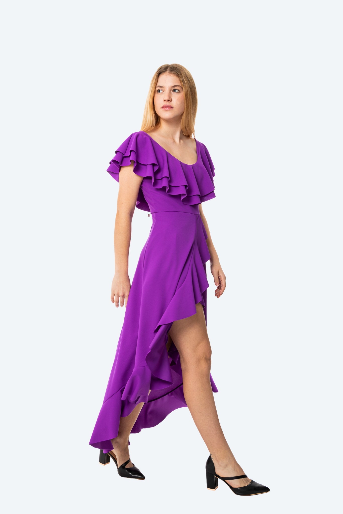 VESTIDO NOA - ASIMÉTRICO ESMERALDA Y AMATISTA - Glamoryy