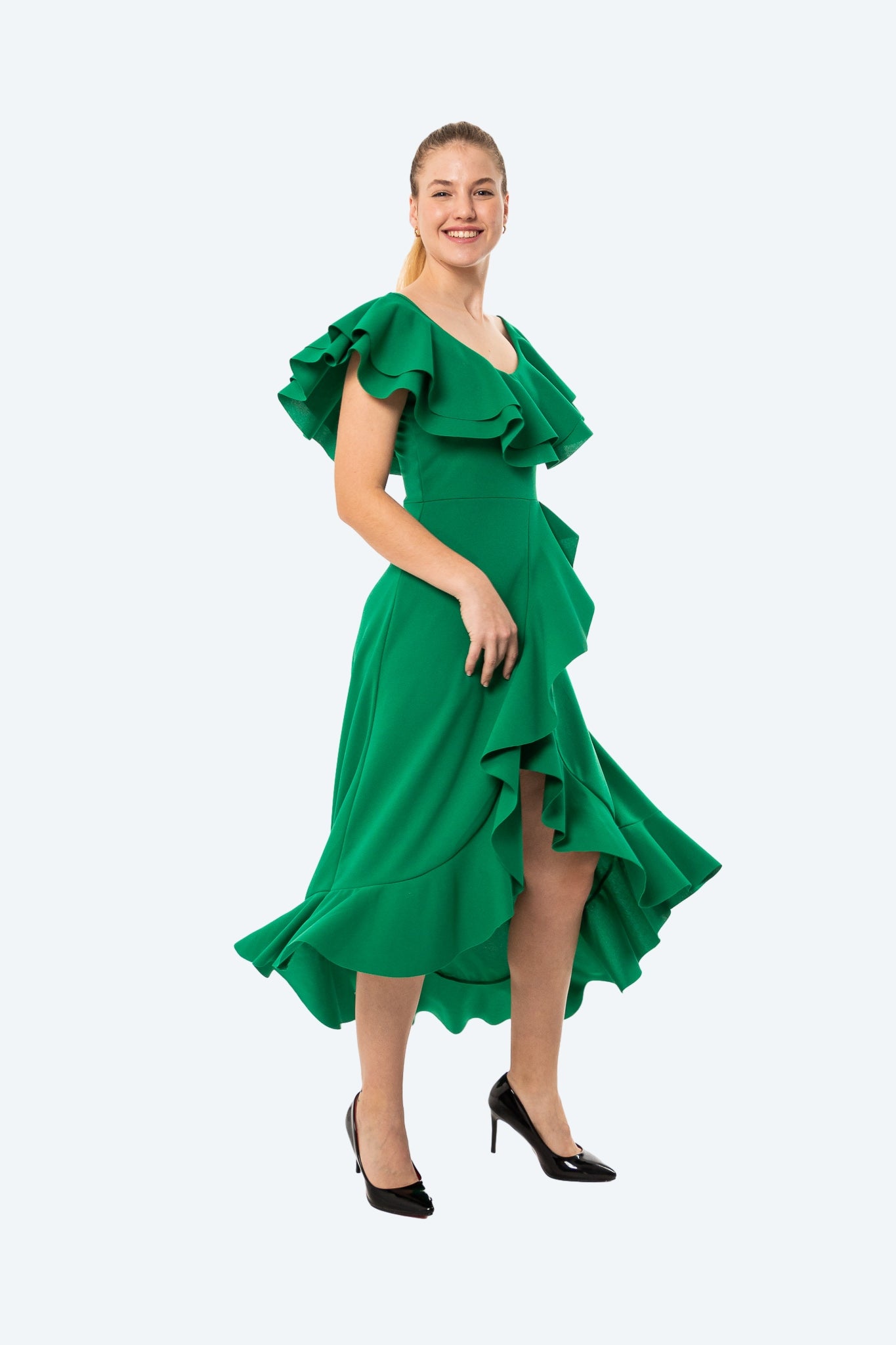 VESTIDO NOA - ASIMÉTRICO ESMERALDA Y AMATISTA - Glamoryy