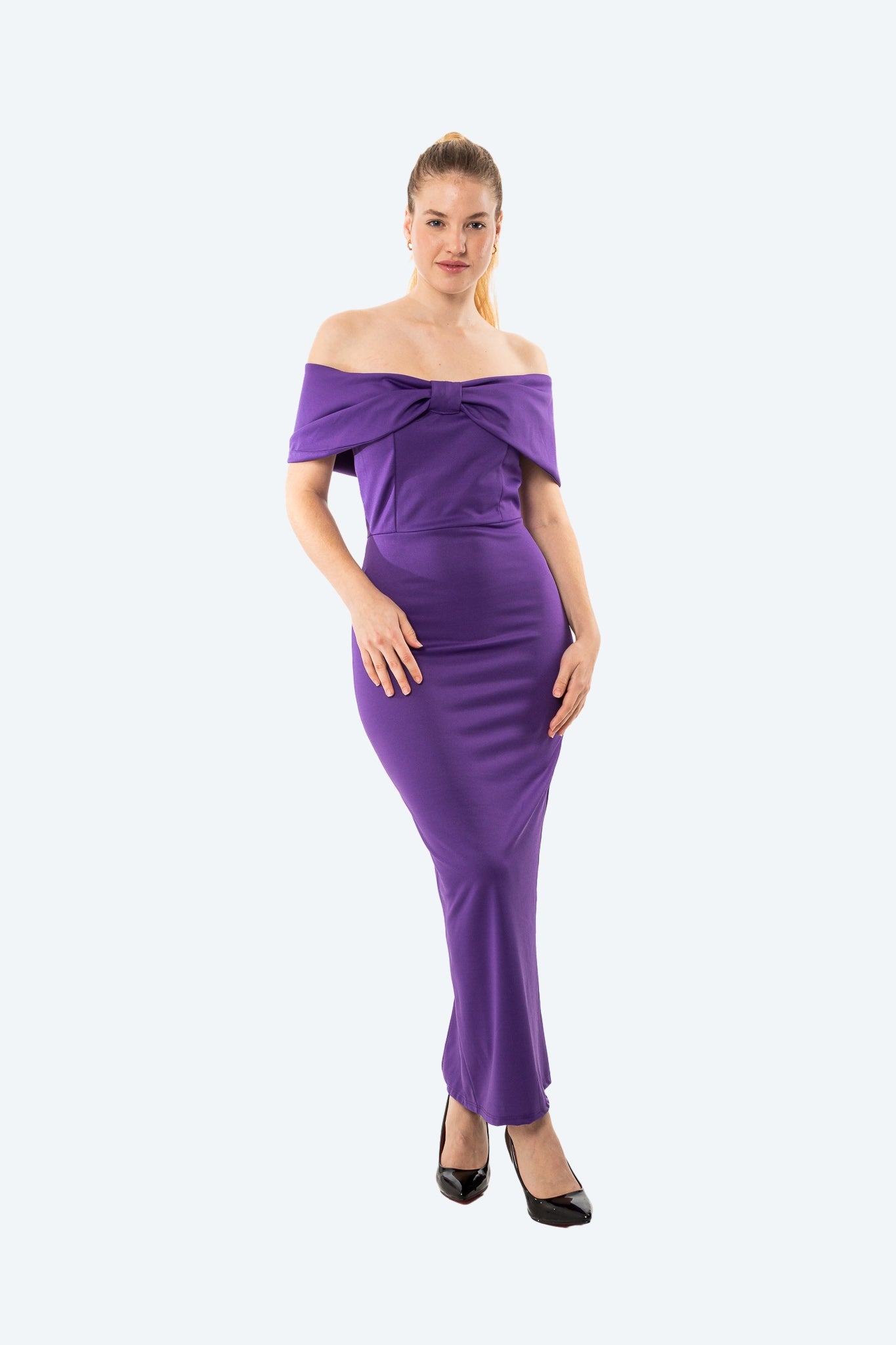 VESTIDO JENNY - ESCOTE BARDOT CON DETALLE DE LAZO - Glamoryy