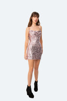 MINIVESTIDO DESTELLO ROSA CHAMPAGNE - Glamoryy