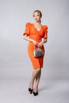 VESTIDO MIDI ATARDECER NARANJA - Glamoryy