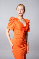 VESTIDO MIDI ATARDECER NARANJA - Glamoryy