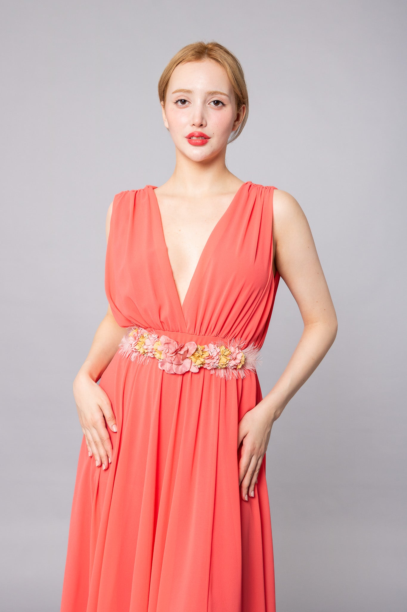 VESTIDO CORAL DE FLORES - Glamoryy