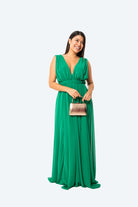 VESTIDO JULIA ESMERALDA - ELEGANTE CON ESCOTE V - Glamoryy